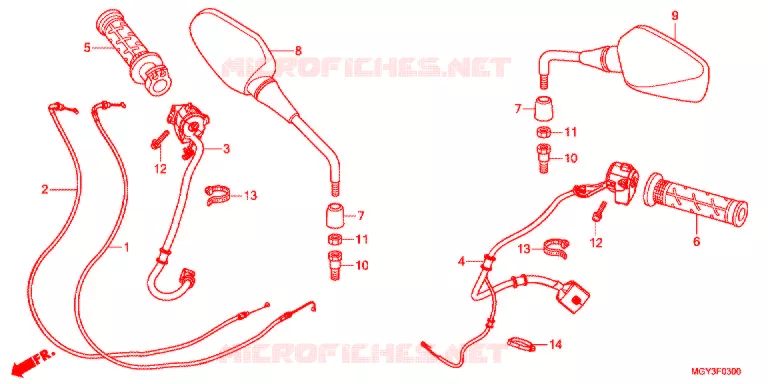 LEVER - SWITCH - CABLE (2) Honda MOTO 800 CROSSRUNNER 2011  VFR800XB