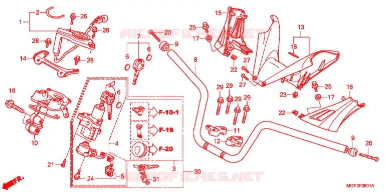 HANDLEBAR - COWL (FJS600A9-2KO/FJS600AB/DB) Honda SCOOTER 600 SILVERWING 2011  FJS600AB
