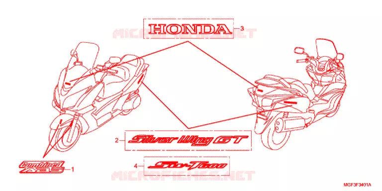 STICKERS (FJS600A9-2KO/FJS600AB/DB) Honda SCOOTER 600 SILVERWING 2013  FJS600AB