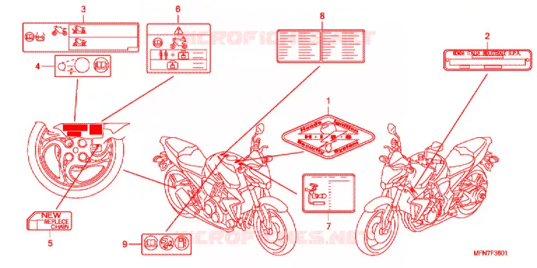CAUTION LABEL (2) Honda MOTO 1000 CB 2012  CB1000RC