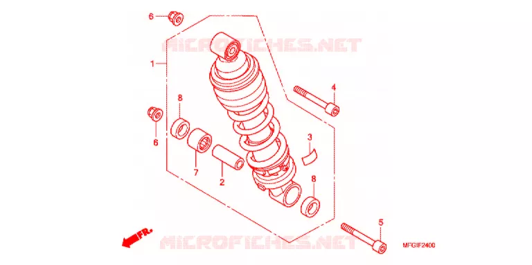REAR SHOCK ABSORBER (2) Honda MOTO 600 HORNET 2012  CB600FAC