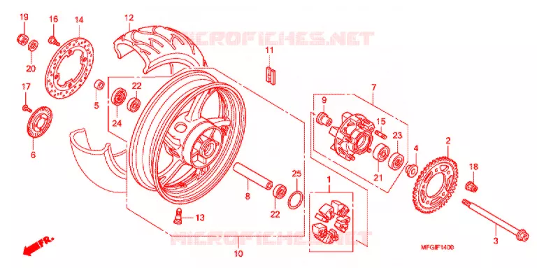 REAR WHEEL Honda MOTO 600 HORNET 2012  CB600FAC