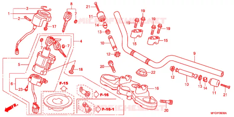 HANDLE PIPE/TOP BRIDGE (2) Honda MOTO 600 HORNET 2012  CB600FC