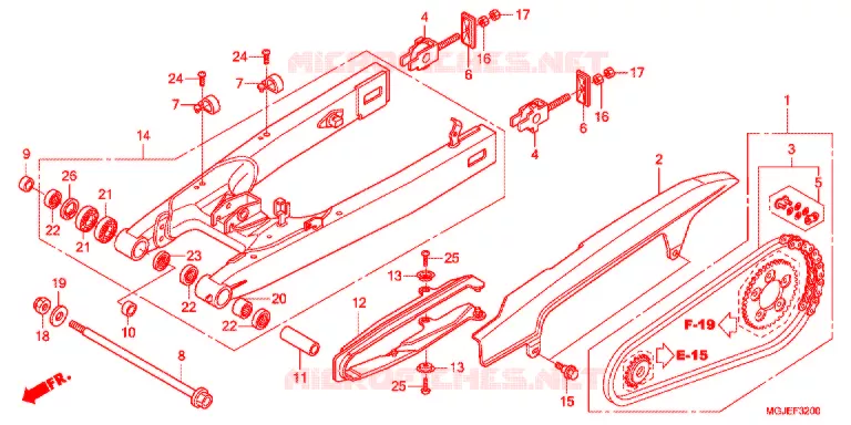 SWINGARM - CHAIN CASE Honda MOTO 1000 CBF 2012  CBF1000FSC