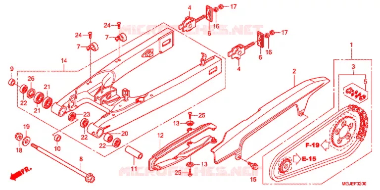 SWINGARM - CHAIN CASE Honda MOTO 1000 CBF 2012  CBF1000FTC