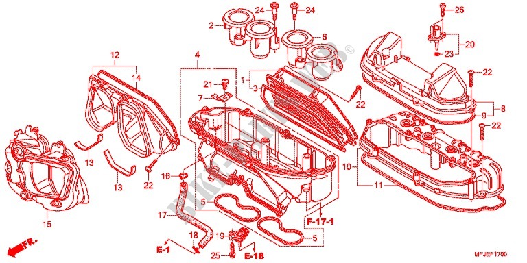 FRONT COVER   AIR CLEANER for Honda CBR 600 RR VERMELHO 2012