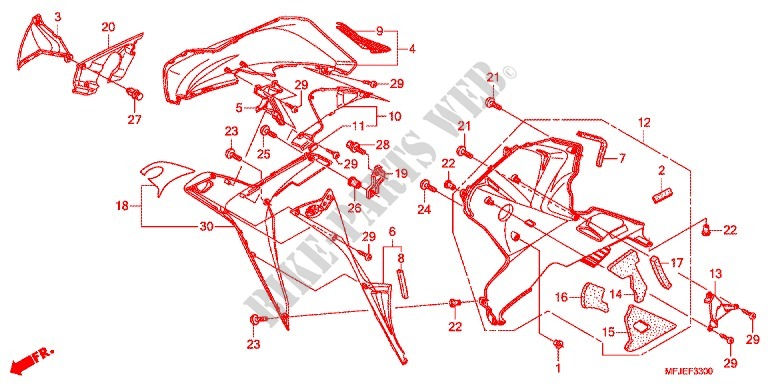 LOWER COWL (D.) for Honda CBR 600 RR VERMELHO 2013