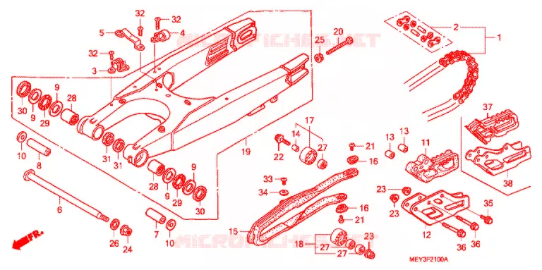 SWINGARM - CHAIN CASE Honda MOTO 450 CRF 2012  CRF450XC