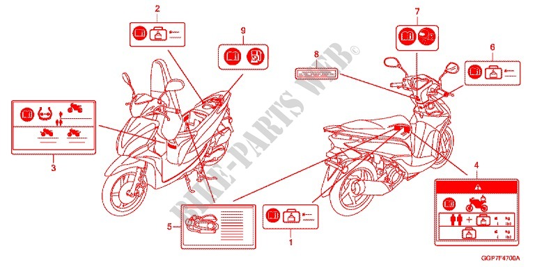 CAUTION LABEL (NSC50WHC/MPDC) for Honda VISION 50 2013