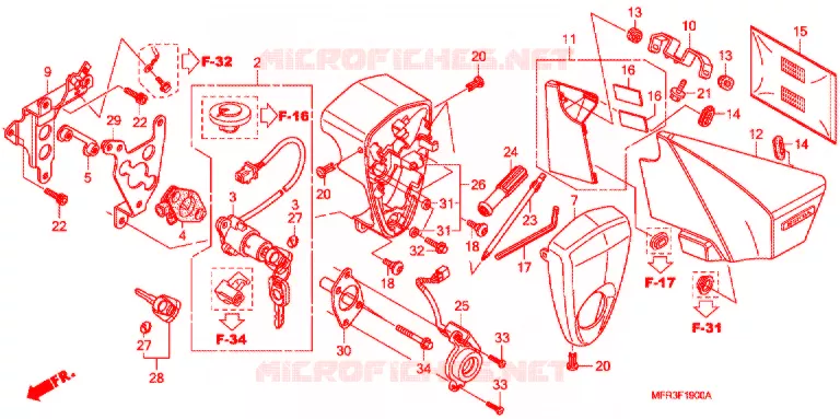 SIDE COVER - TOOLS - IGNITION SWITCH Honda MOTO 1300 VT 2012  VT1300CXAC