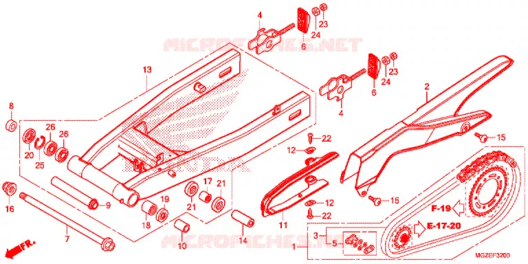SWINGARM - CHAIN CASE Honda MOTO 500 CB 2013  CB500FD