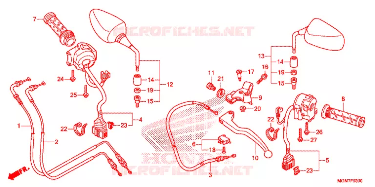LEVER - SWITCH - CABLE (1) Honda MOTO 600 HORNET 2013  CB600FD