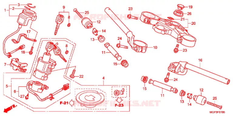 HANDLEBAR - TRIPLE CLAMP - STEERING STEM (CBR1000RRC/D/RAC/D) Honda MOTO 1000 CBR 2013  CBR1000RAD