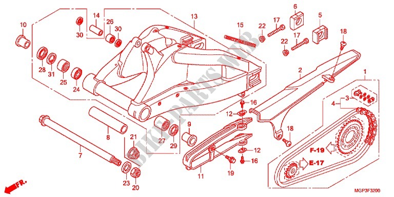 SWINGARM   CHAIN CASE for Honda CBR 1000 RR FIREBLADE TRICOLORE 2013