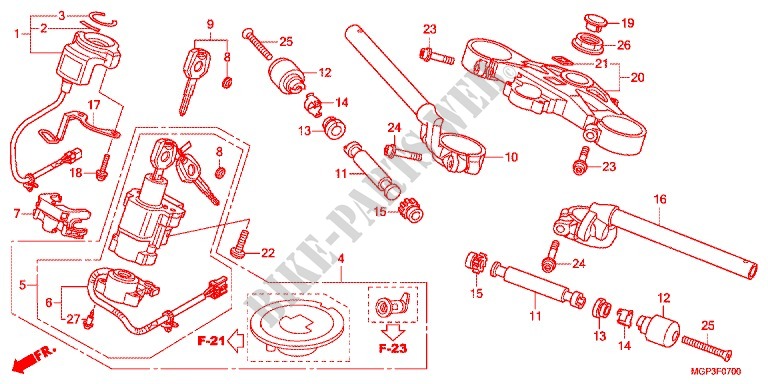 HANDLEBAR   TRIPLE CLAMP   STEERING STEM (CBR1000RRC/D/RAC/D) for Honda CBR 1000 RR FIREBLADE NOIRE 2013