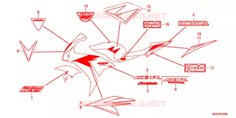 STICKERS (CBR1000RRC/RAC) Honda MOTO 1000 CBR 2012  CBR1000RRC