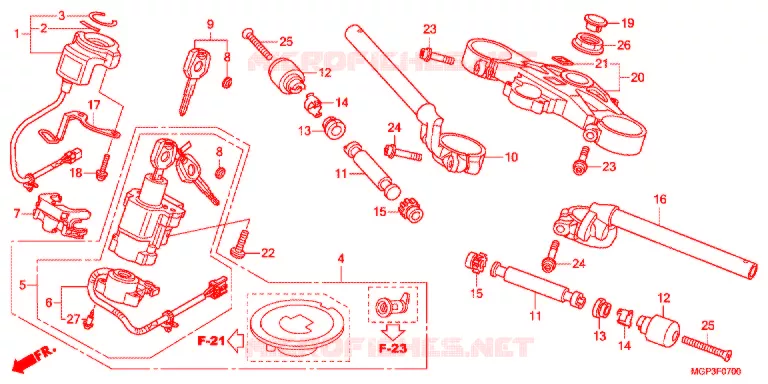 HANDLEBAR - TRIPLE CLAMP - STEERING STEM (CBR1000RRC/D/RAC/D) Honda MOTO 1000 CBR 2012  CBR1000RRC