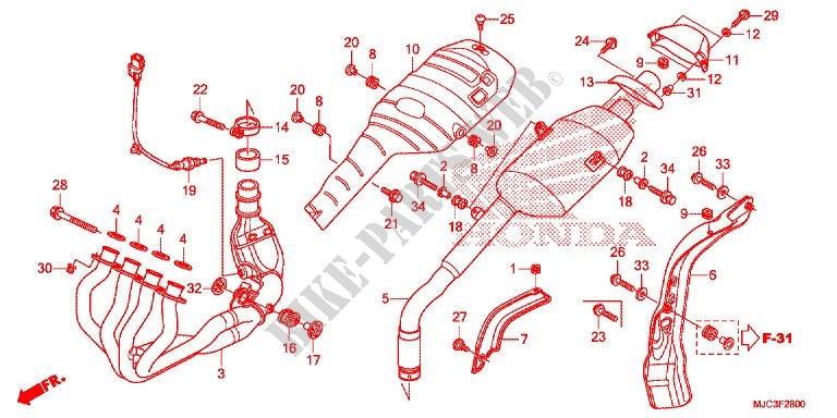 EXHAUST MUFFLER (2) for Honda CBR 600 RR ABS NOIRE 2013