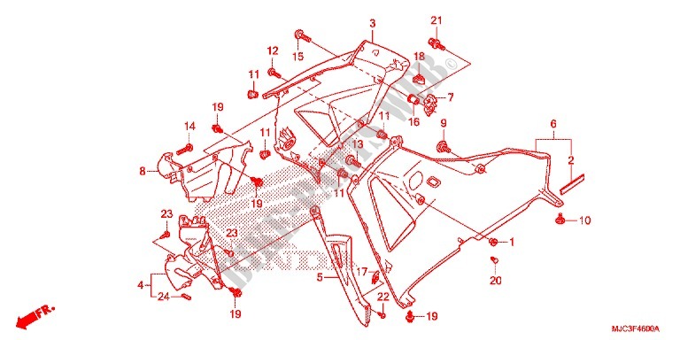 FRONT SIDE & LOWER COWL (D.) for Honda CBR 600 RR ABS NOIRE 2013
