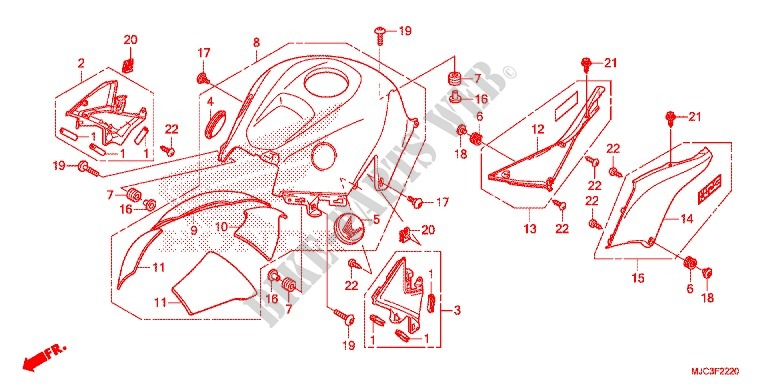 TANK COVER for Honda CBR 600 RR ABS NOIRE 2013