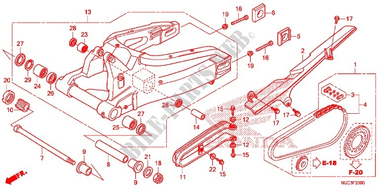 SWINGARM   CHAIN CASE for Honda CBR 600 RR HRC TRICOLOR 2016