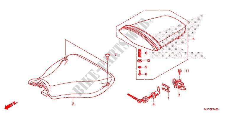 SINGLE SEAT (2) for Honda CBR 600 RR NOIRE 2013