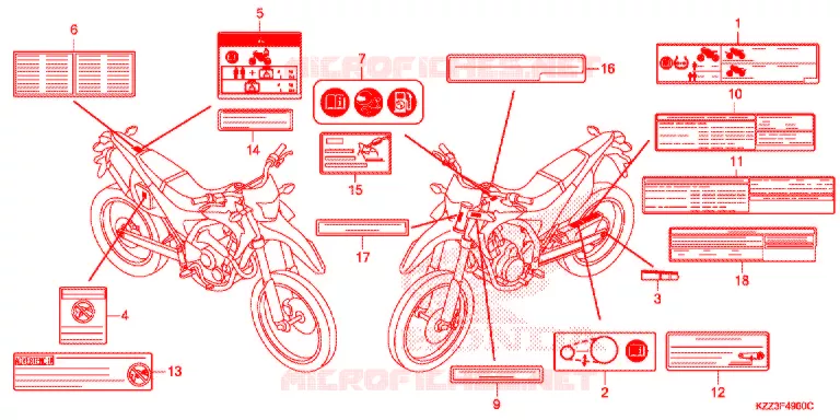 CAUTION LABEL (1) Honda MOTO 250 CRF 2013  CRF250LD