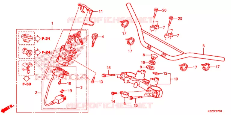 HANDLE PIPE/TOP BRIDGE (2) Honda MOTO 250 CRF 2014  CRF250LD