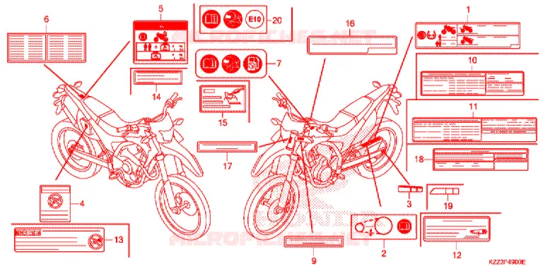 CAUTION LABEL (1) Honda MOTO 250 CRF 2015  CRF250LD