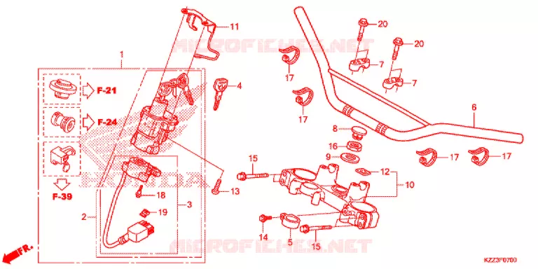 HANDLE PIPE/TOP BRIDGE (2) Honda MOTO 250 CRF 2014  CRF250LE