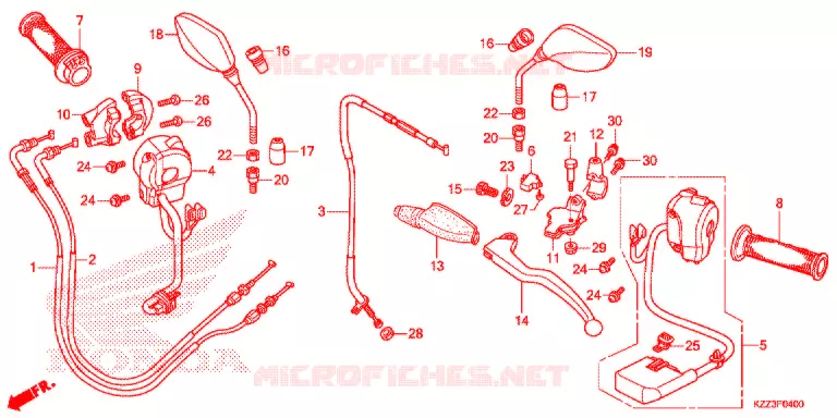 SWITCH -  CABLES - LEVERS - GRIPS - MIRRORS Honda MOTO 250 CRF 2014  CRF250ME