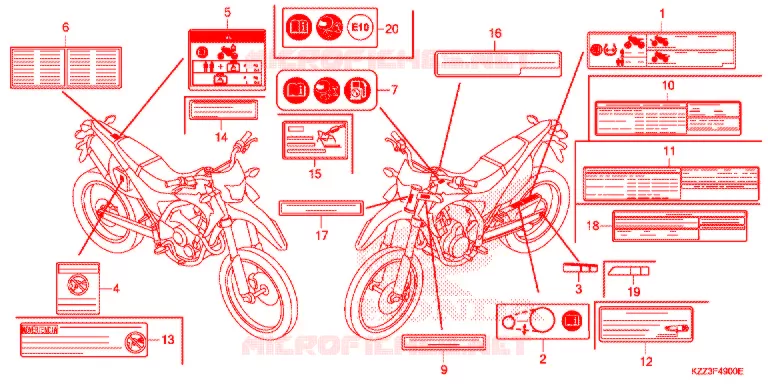 CAUTION LABEL (1) Honda MOTO 250 CRF 2016  CRF250MF