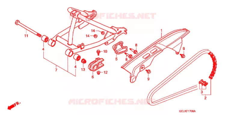 SWINGARM - CHAIN CASE Honda MOTO 50 CRF 2009  CRF50F9