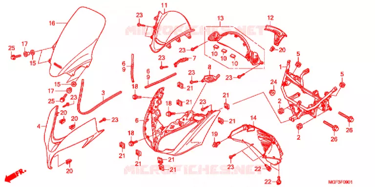 FRONT COWL (FJS600A9-2KO/FJS600AB/DB) Honda SCOOTER 600 SILVERWING 2011  FJS600DB