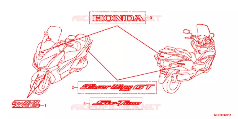 STICKERS (FJS600A9-2KO/FJS600AB/DB) Honda SCOOTER 600 SILVERWING 2011  FJS600DB