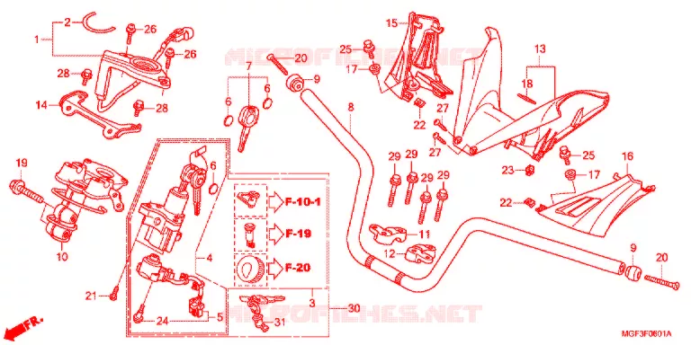 HANDLEBAR - COWL (FJS600A9-2KO/FJS600AB/DB) Honda SCOOTER 600 SILVERWING 2011  FJS600DB