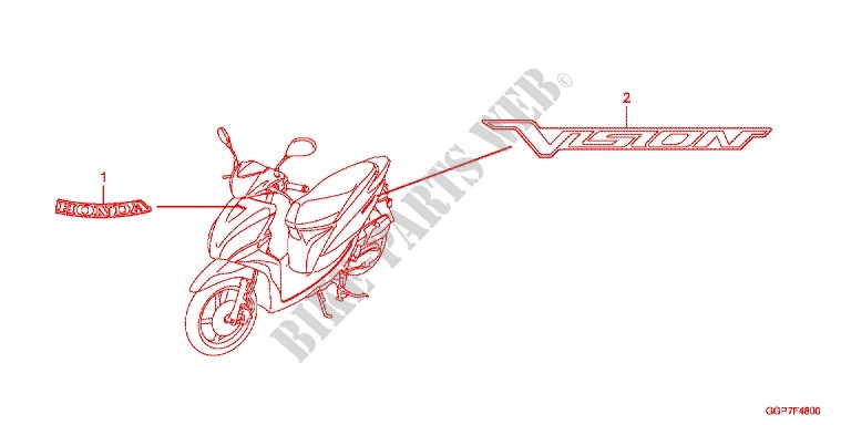 STICKERS (NSC50/MPD/WH) for Honda VISION 50 2014