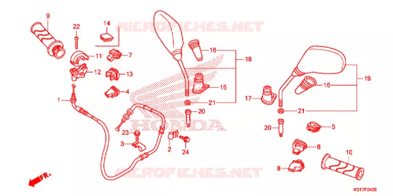 SWITCH -  CABLES - LEVERS - GRIPS - MIRRORS Honda SCOOTER 125 SH 2013  SH125DD
