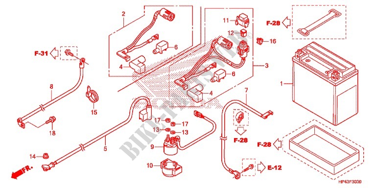 WIRE HARNESS/BATTERY for Honda FOURTRAX 420 RANCHER 2X4 BASE 2013