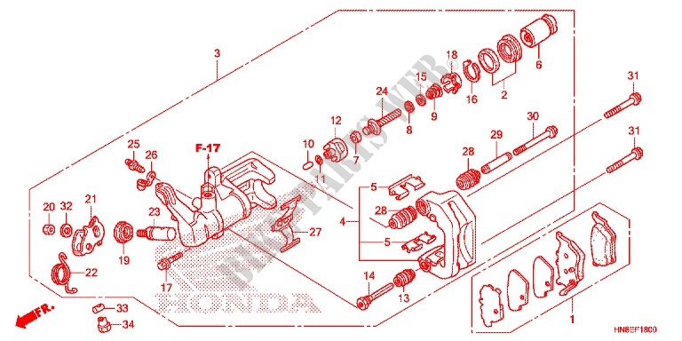 REAR BRAKE CALIPER for Honda FOURTRAX 680 RINCON 2014