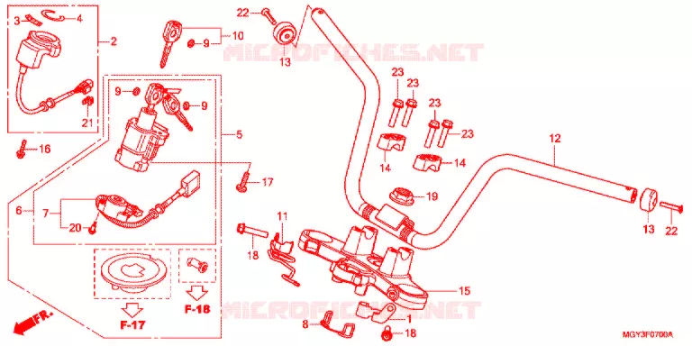 HANDLE PIPE/TOP BRIDGE (2) Honda MOTO 800 CROSSRUNNER 2013  VFR800XD
