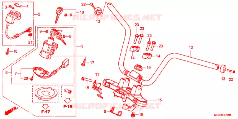 HANDLE PIPE/TOP BRIDGE (2) Honda MOTO 800 CROSSRUNNER 2014  VFR800XD