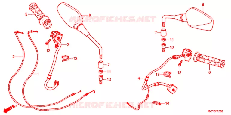 LEVER - SWITCH - CABLE (2) Honda MOTO 800 CROSSRUNNER 2014  VFR800XD