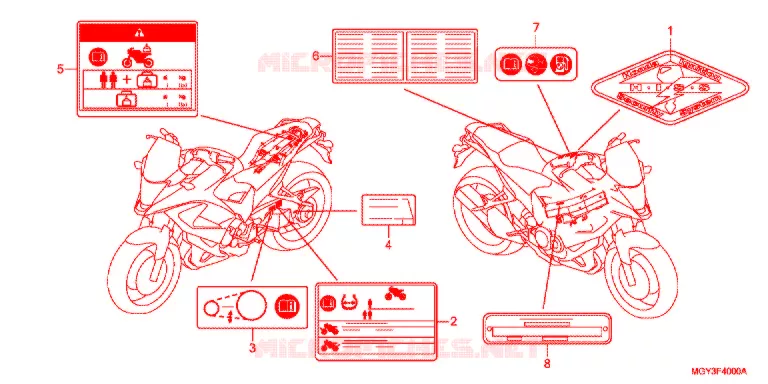 CAUTION LABEL (1) Honda MOTO 800 CROSSRUNNER 2013  VFR800XD