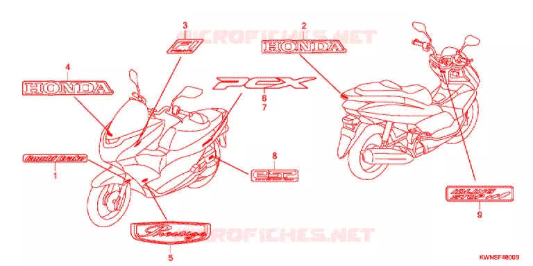 STICKERS Honda SCOOTER 125 PCX 2013  WW125SD