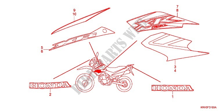 STICKERS for Honda XR 125 L Electric start 2010