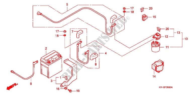WIRE HARNESS/BATTERY for Honda XR 125 L Electric start 2010