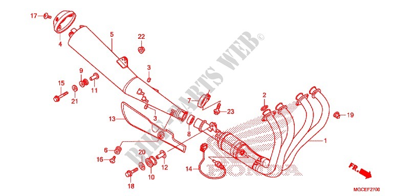 EXHAUST MUFFLER (CB1100/A) for Honda CB 1100 ABS NOIRE 2014