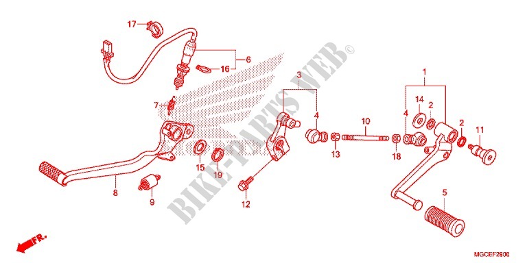 MAIN STAND   BRAKE PEDAL for Honda CB 1100 ABS NERO LUCIDO 2014