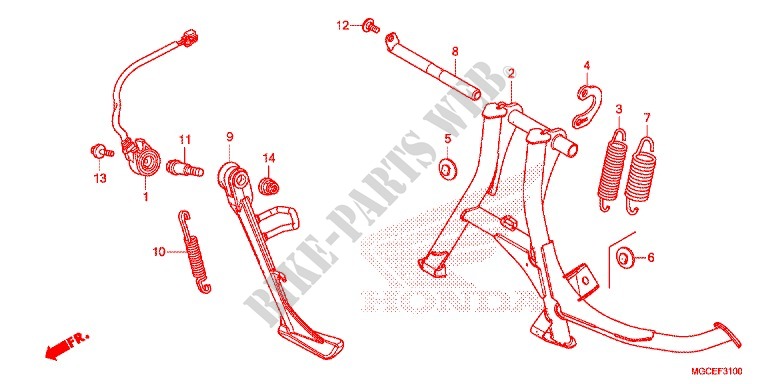 MAIN STAND   BRAKE PEDAL for Honda CB 1100 ABS NERO LUCIDO 2014
